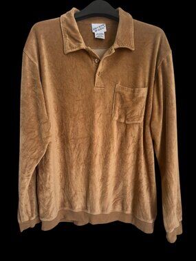 VINTAGE MENS IRVINE PARK GRAMPA SHIRT CAMEL BROWN VELOUR